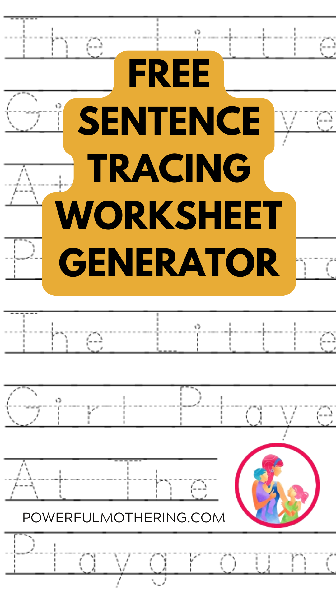 Sentence Tracing Worksheet Generator Powerful Mothering Learning Printables For Preschoolers