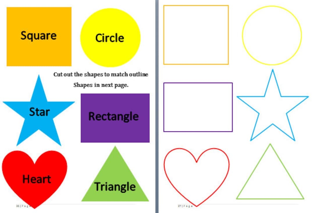 Shape Matching Game Preschool Learning Activity PDF Printable Etsy