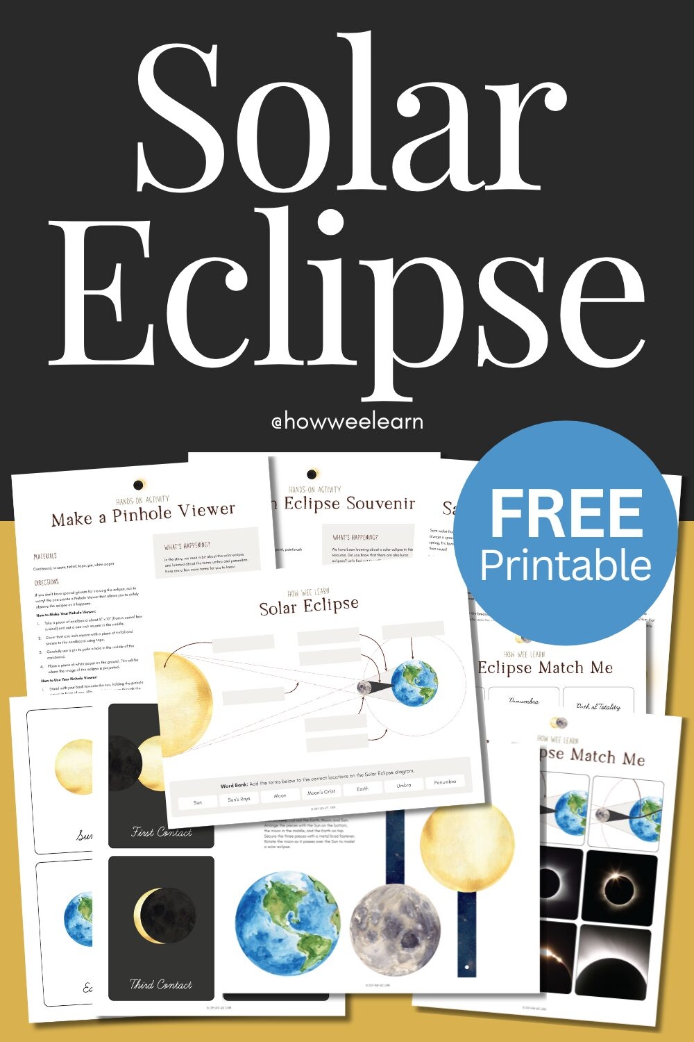 Solar Eclipse Activity Bundle For Kids Free Printable How Wee Learn