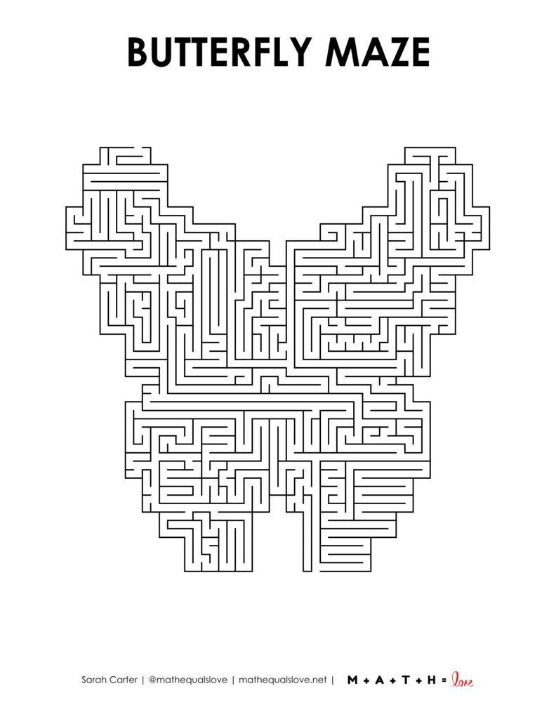 Spring Butterfly Maze Printable Math Love