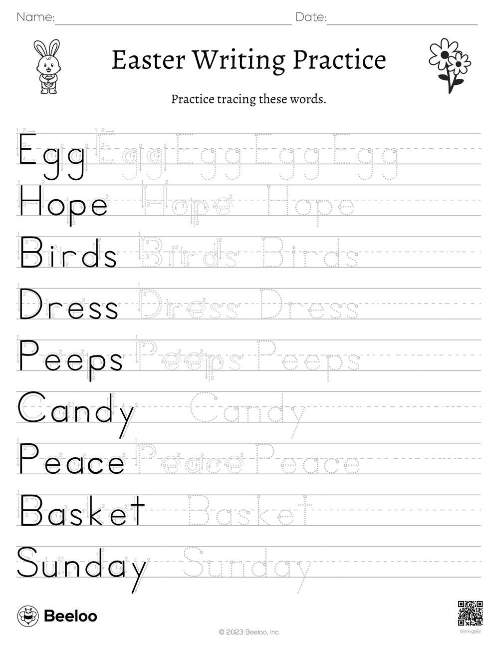 Springtime Easter themed Word Tracing Worksheets Beeloo Printable Crafts And Activities For Kids