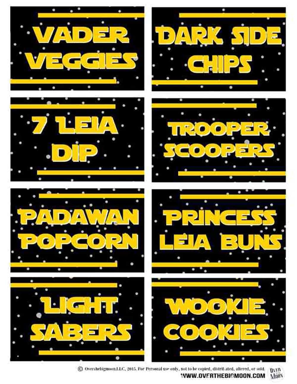 Star Wars Printables And Party Ideas Over The Big Moon