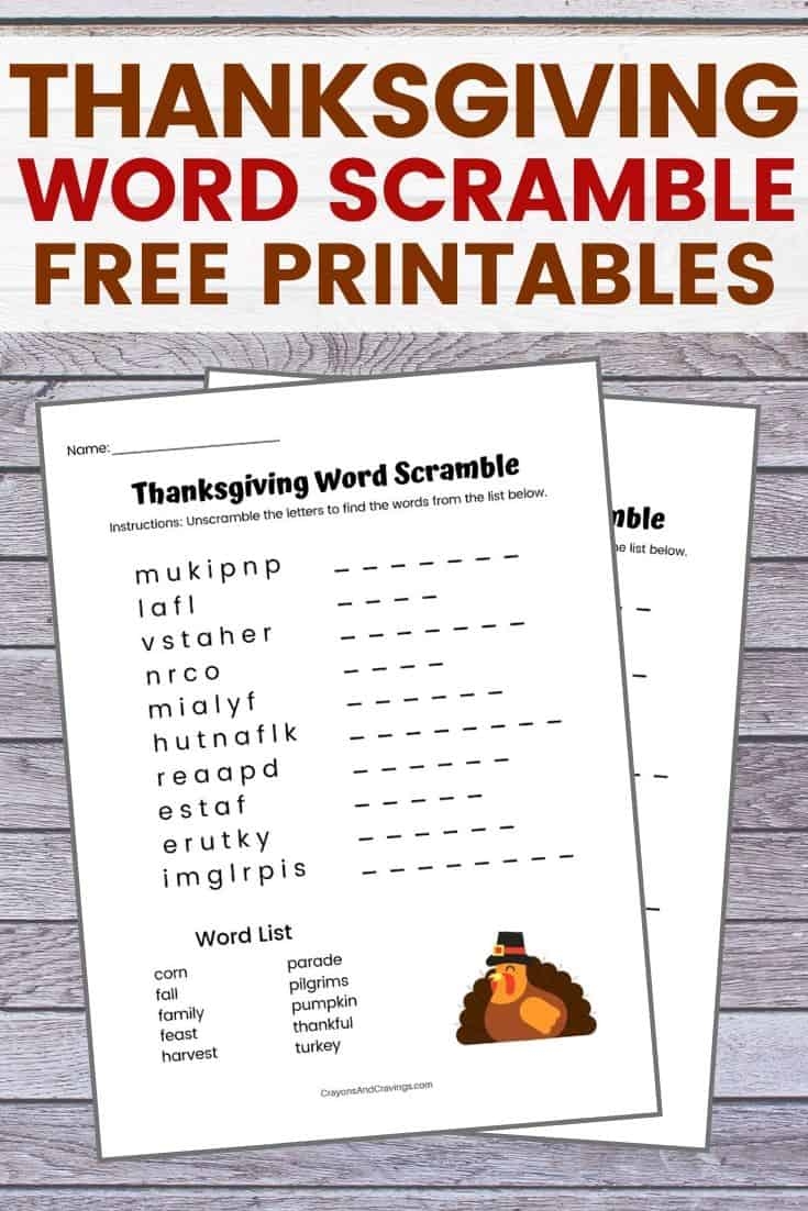 Thanksgiving Word Scramble FREE Printable With Answer Key