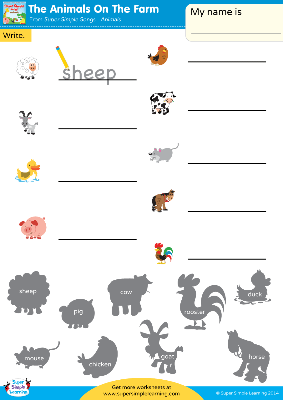 The Animals On The Farm Worksheet Write The Animal Super Simple The Animals On The Farm Worksheet Write The Animal Super Simple