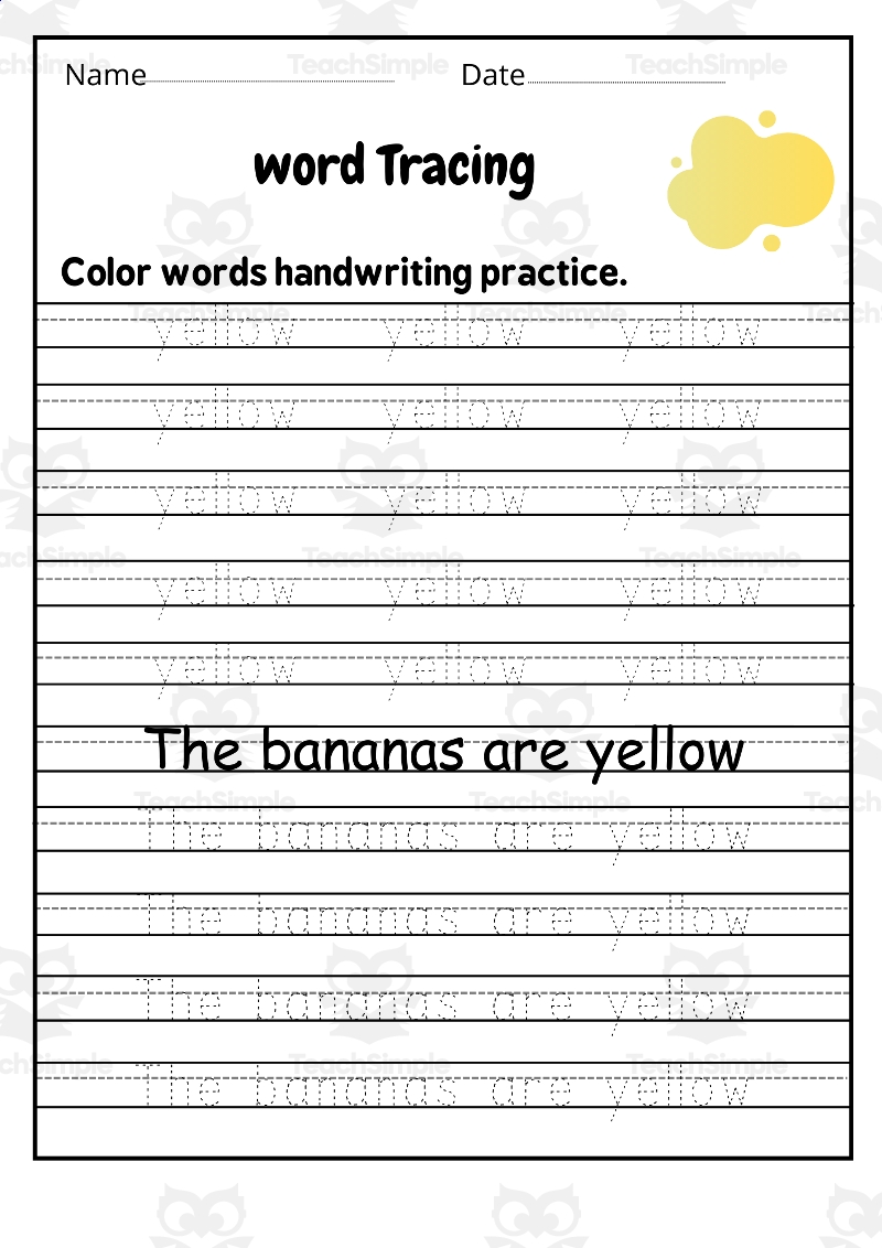 Trace Color Words Worksheets Color Words Handwriting Worksheets By Teach Simple