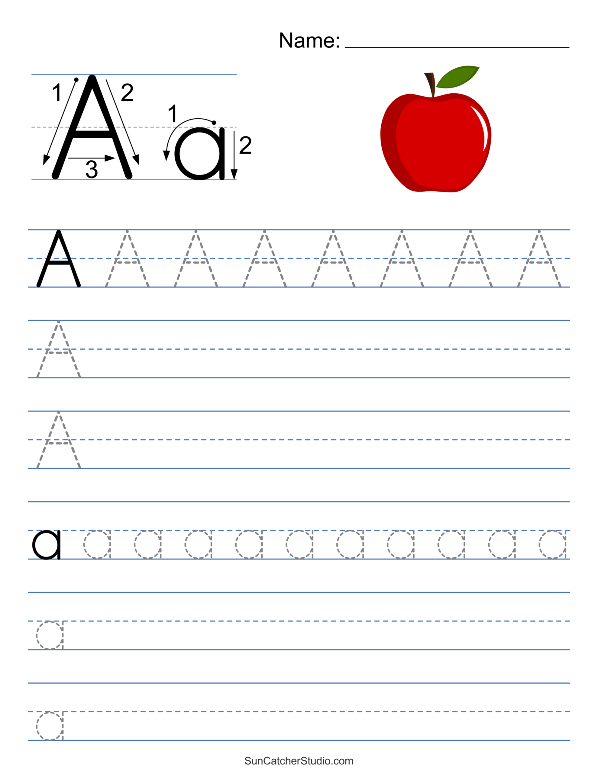 letter a handwriting worksheet