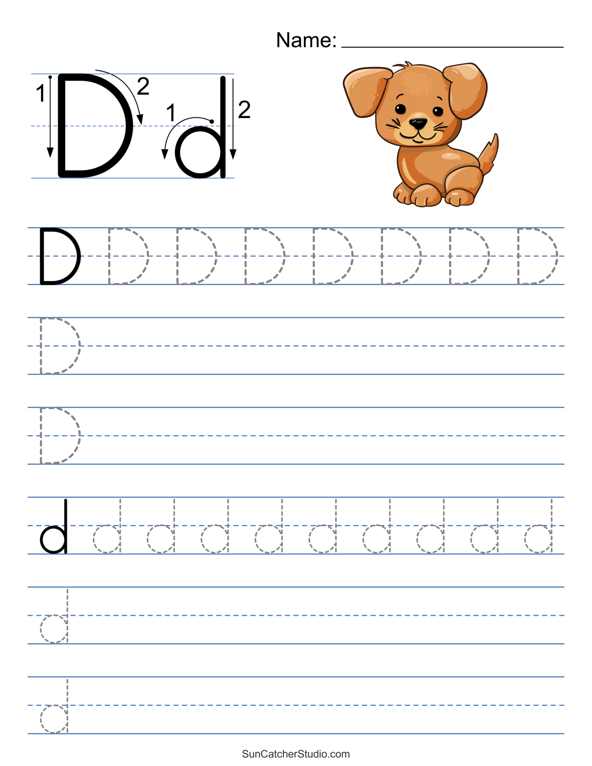 letter d handwriting worksheets