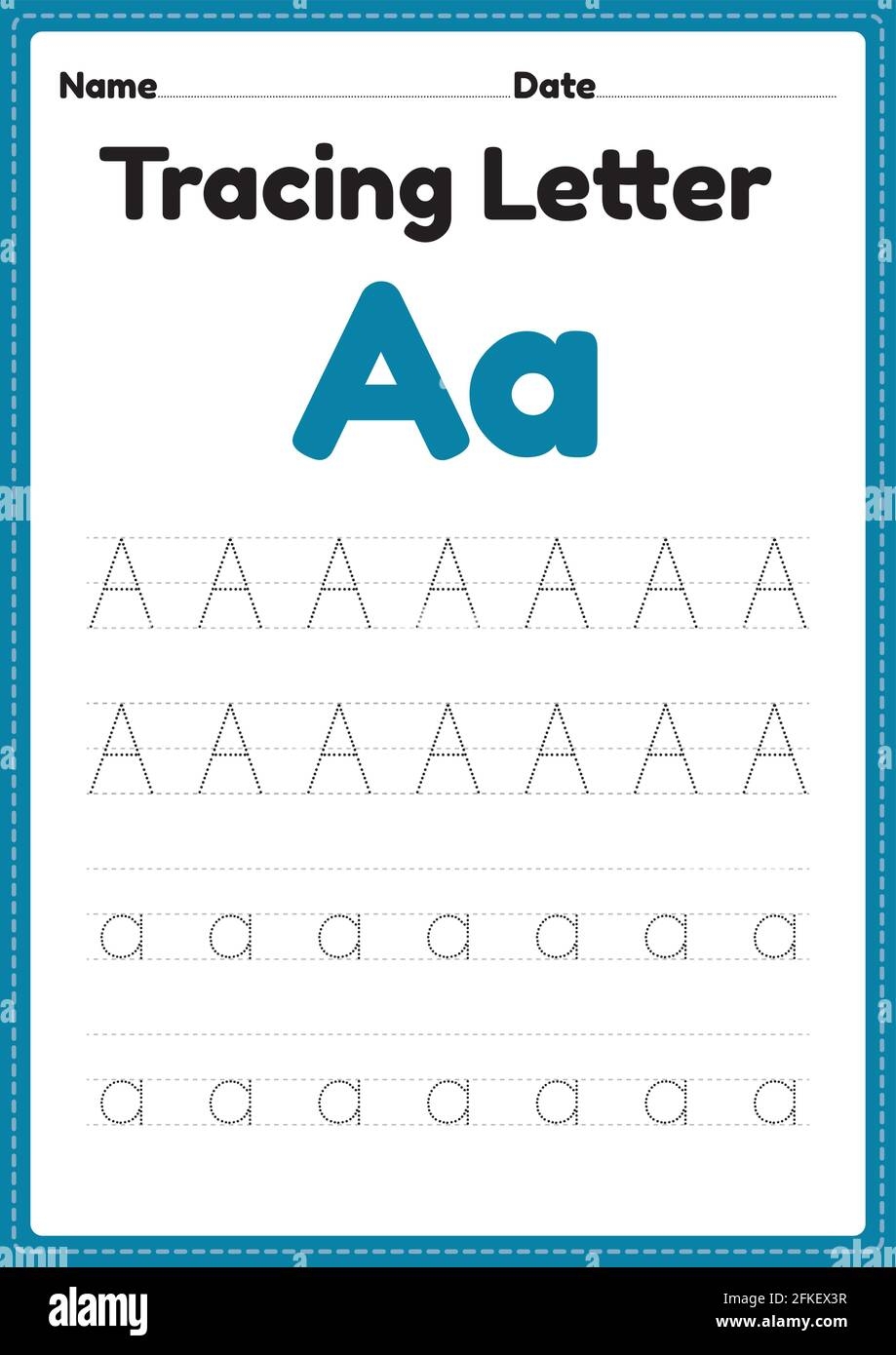 Tracing Letter A Alphabet Worksheet For Kindergarten And Preschool Kids For Handwriting Practice And Educational Activities In A Printable Page Illust Stock Vector Image Art Alamy