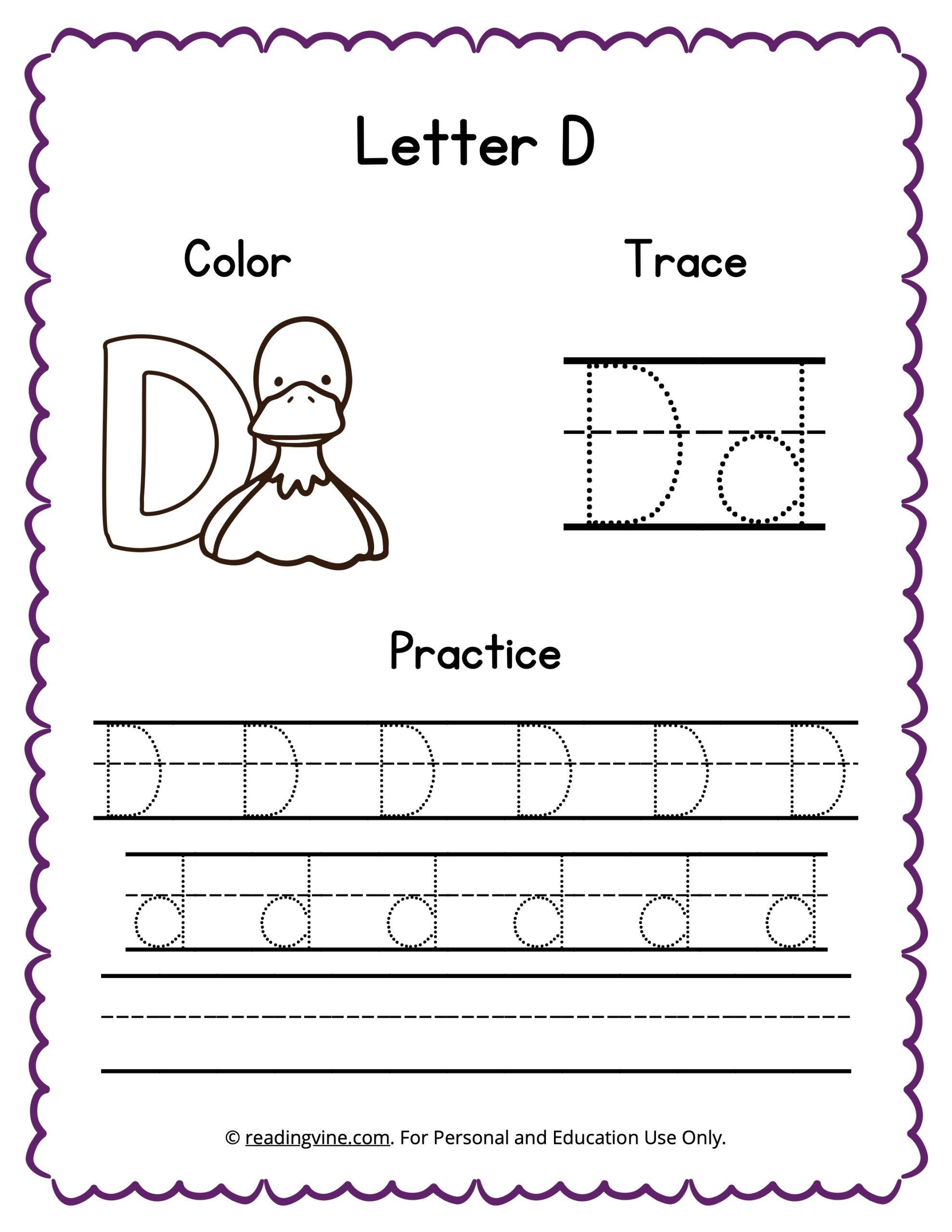 d handwriting worksheet