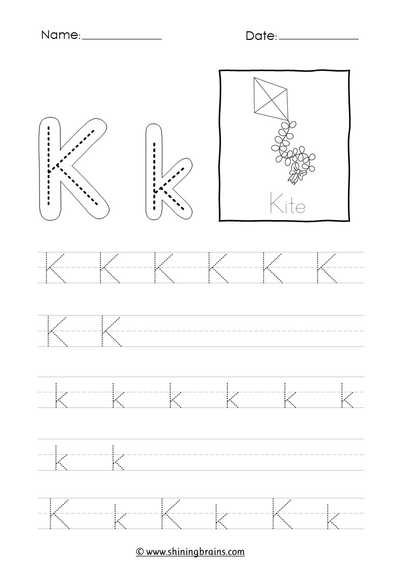 Tracing Letter K K Worksheet