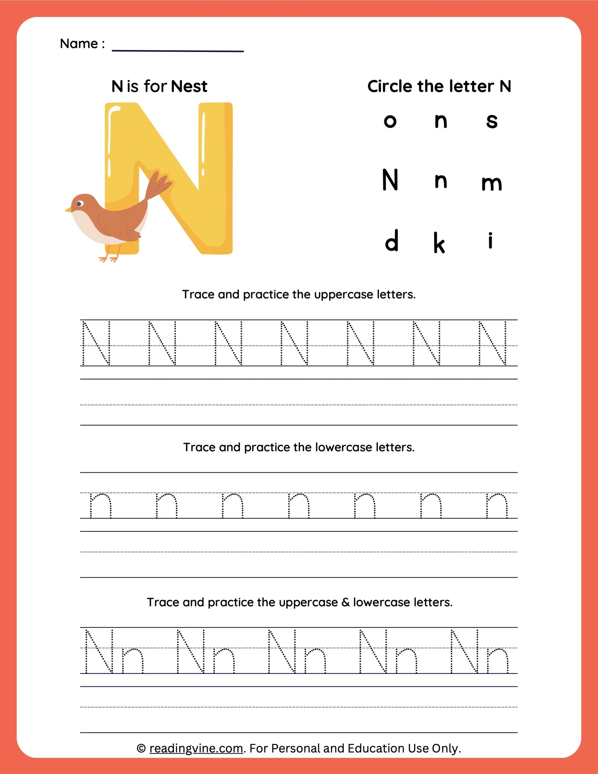 n handwriting worksheet n handwriting worksheet