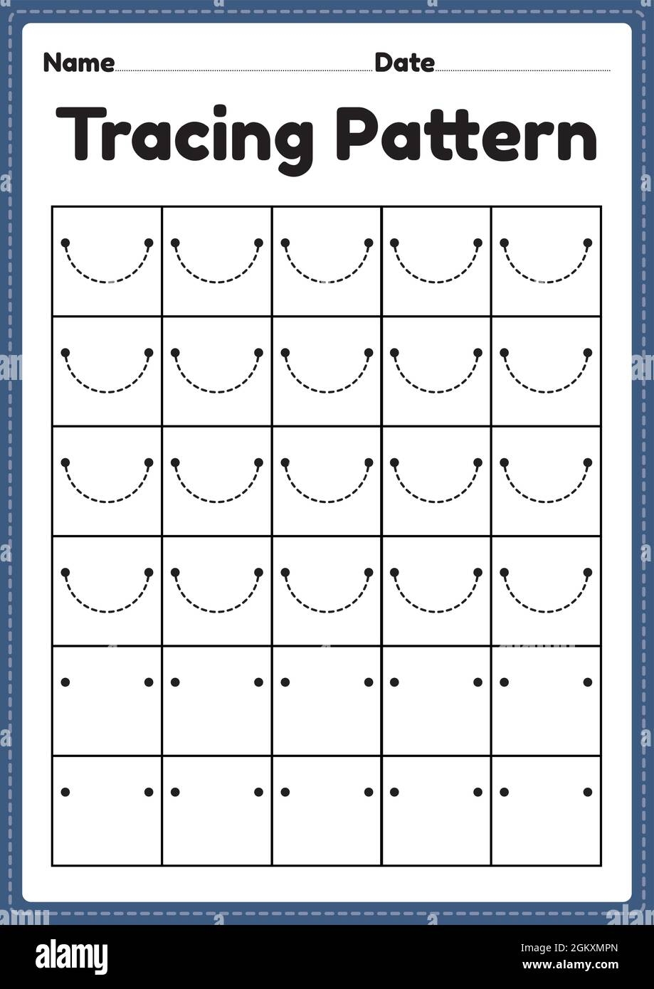 Tracing Pattern Curve Lines Worksheet For Kindergarten Preschool And Montessori School Kids To Improve Handwriting Practice Activities In A Printable Stock Vector Image Art Alamy