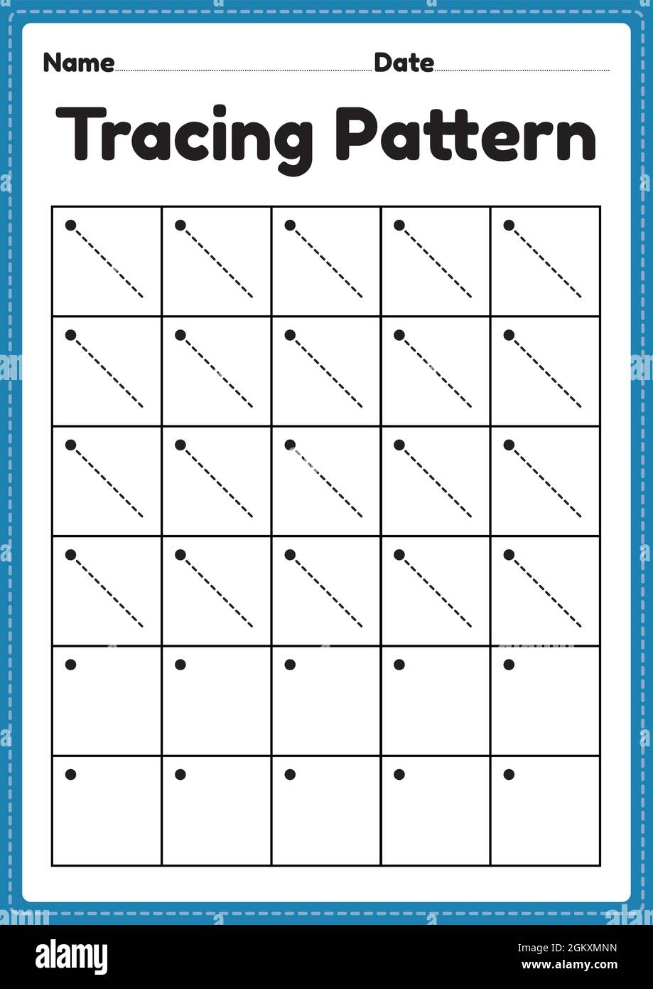 Tracing Pattern Left Slanting Lines Worksheet For Kindergarten Preschool And Montessori School Kids To Improve Handwriting Practice Activities In A P Stock Vector Image Art Alamy