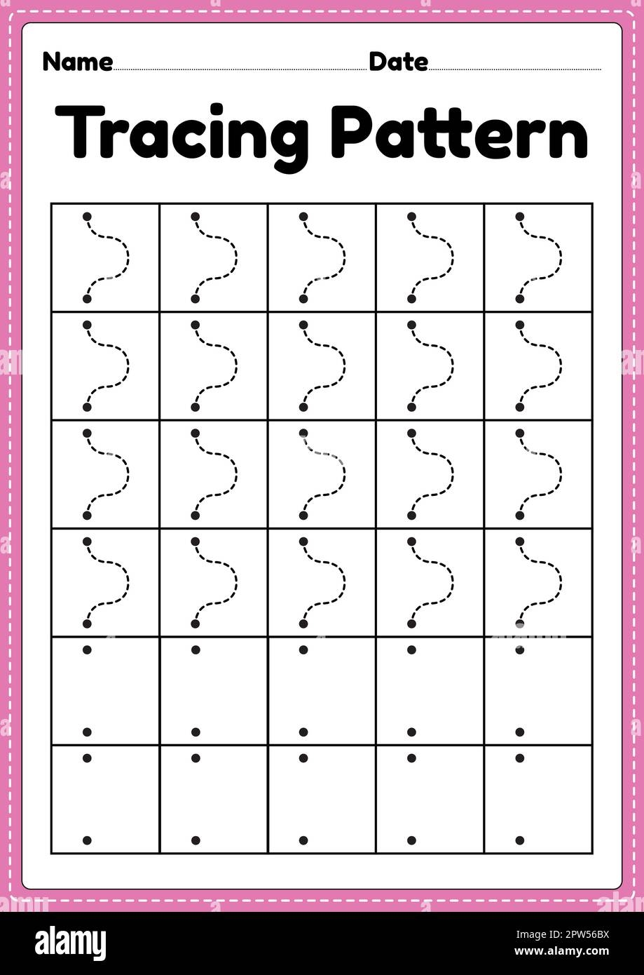 Tracing Pattern Wave Lines Worksheet For Kindergarten Preschool And Montessori School Kids To Improve Handwriting Practice Activities Stock Photo Alamy