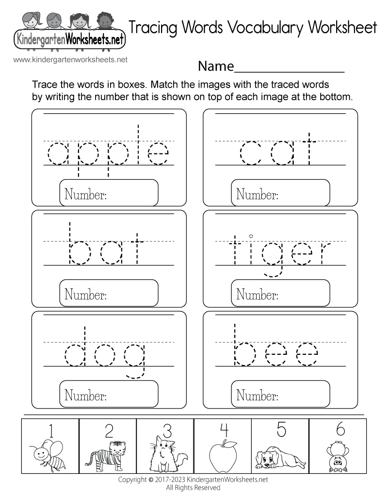 handwriting tracing word worksheets
