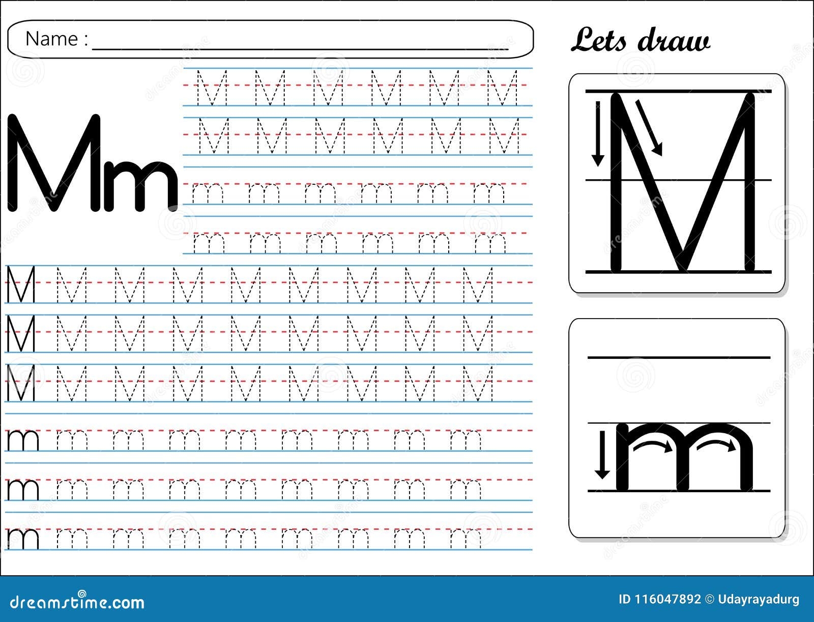m handwriting worksheet