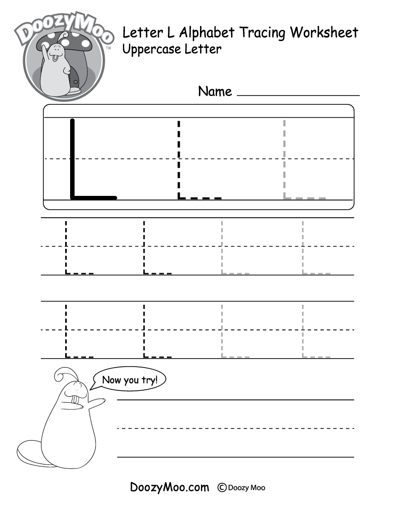 Uppercase Letter L Tracing Worksheet Doozy Moo Uppercase Letter L Tracing Worksheet Doozy Moo