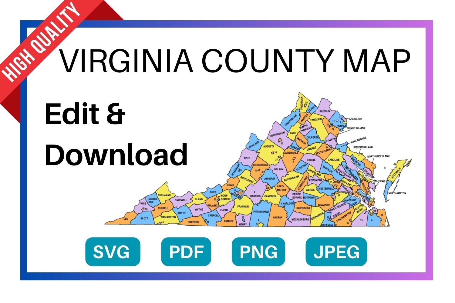 virginia state map printable