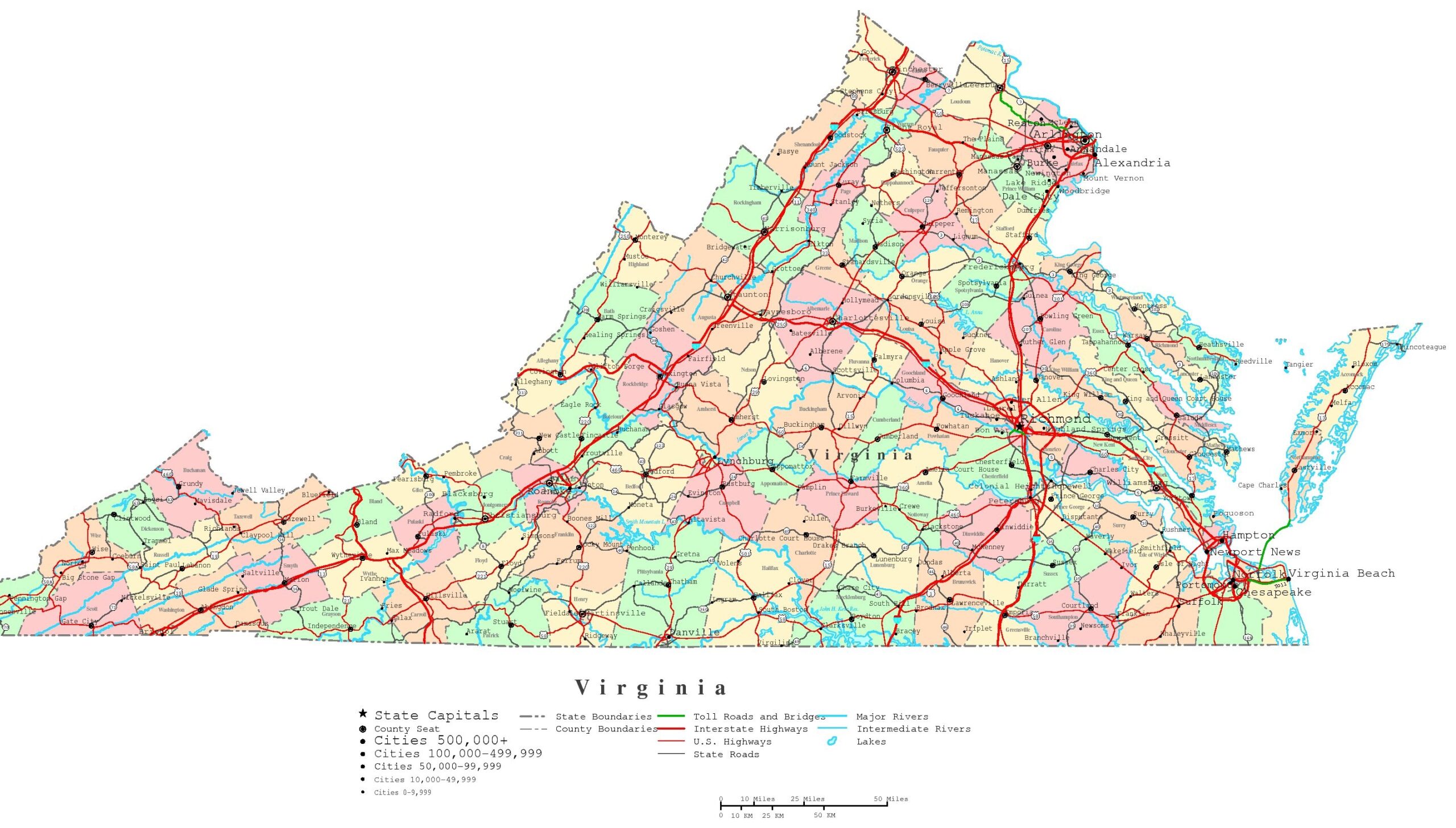 Virginia Printable Map Virginia Printable Map