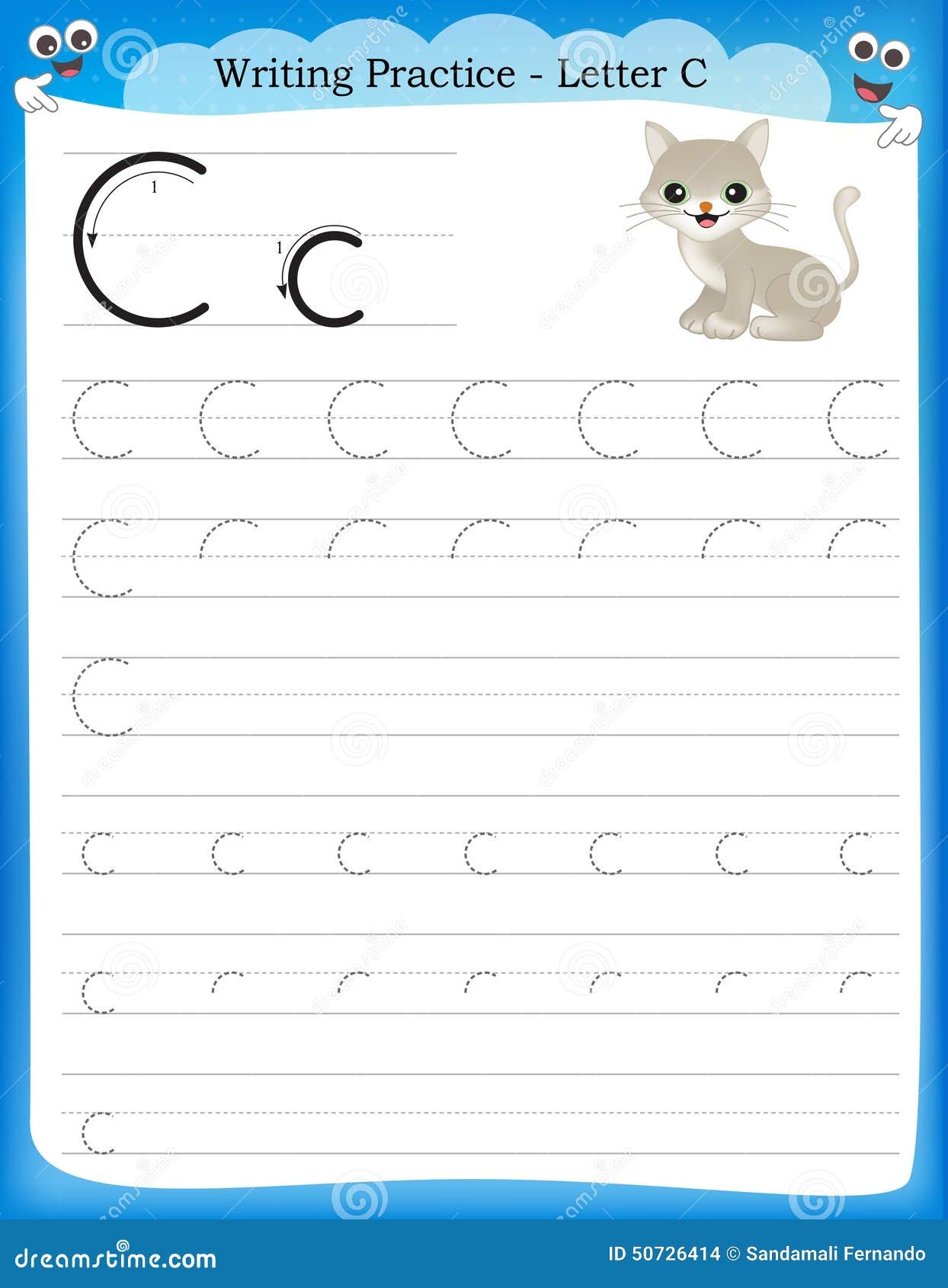 Writing Practice Letter C Stock Vector Illustration Of Activity 50726414