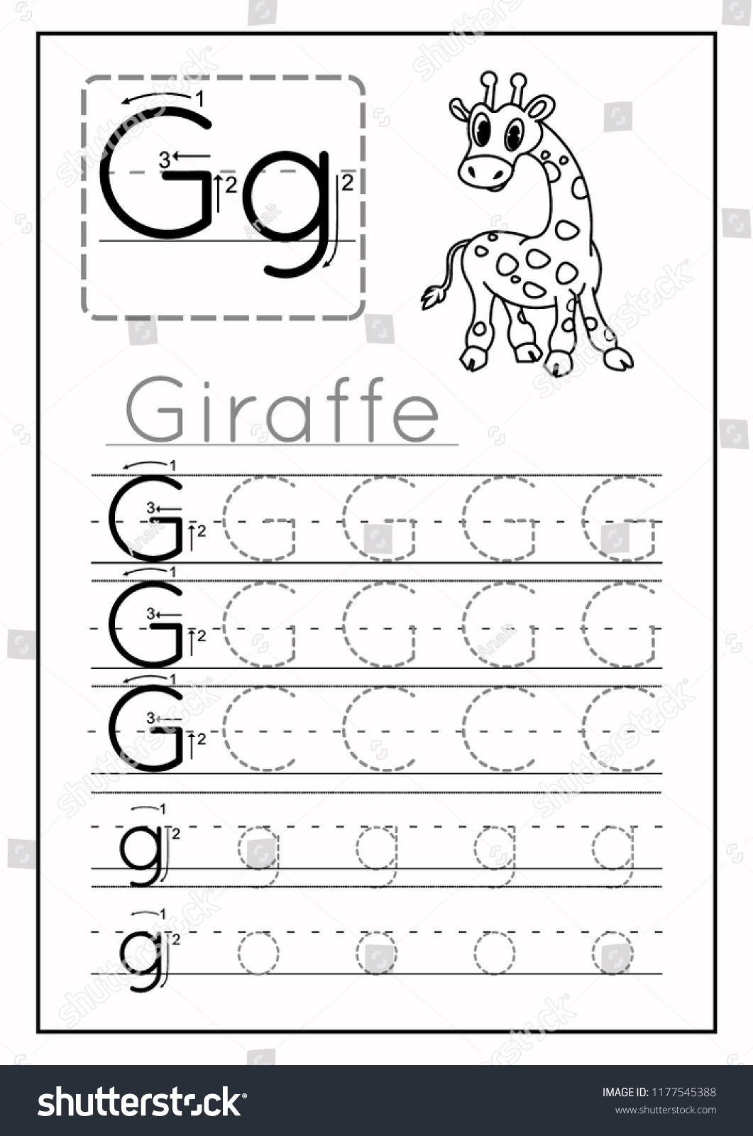 letter g handwriting worksheets