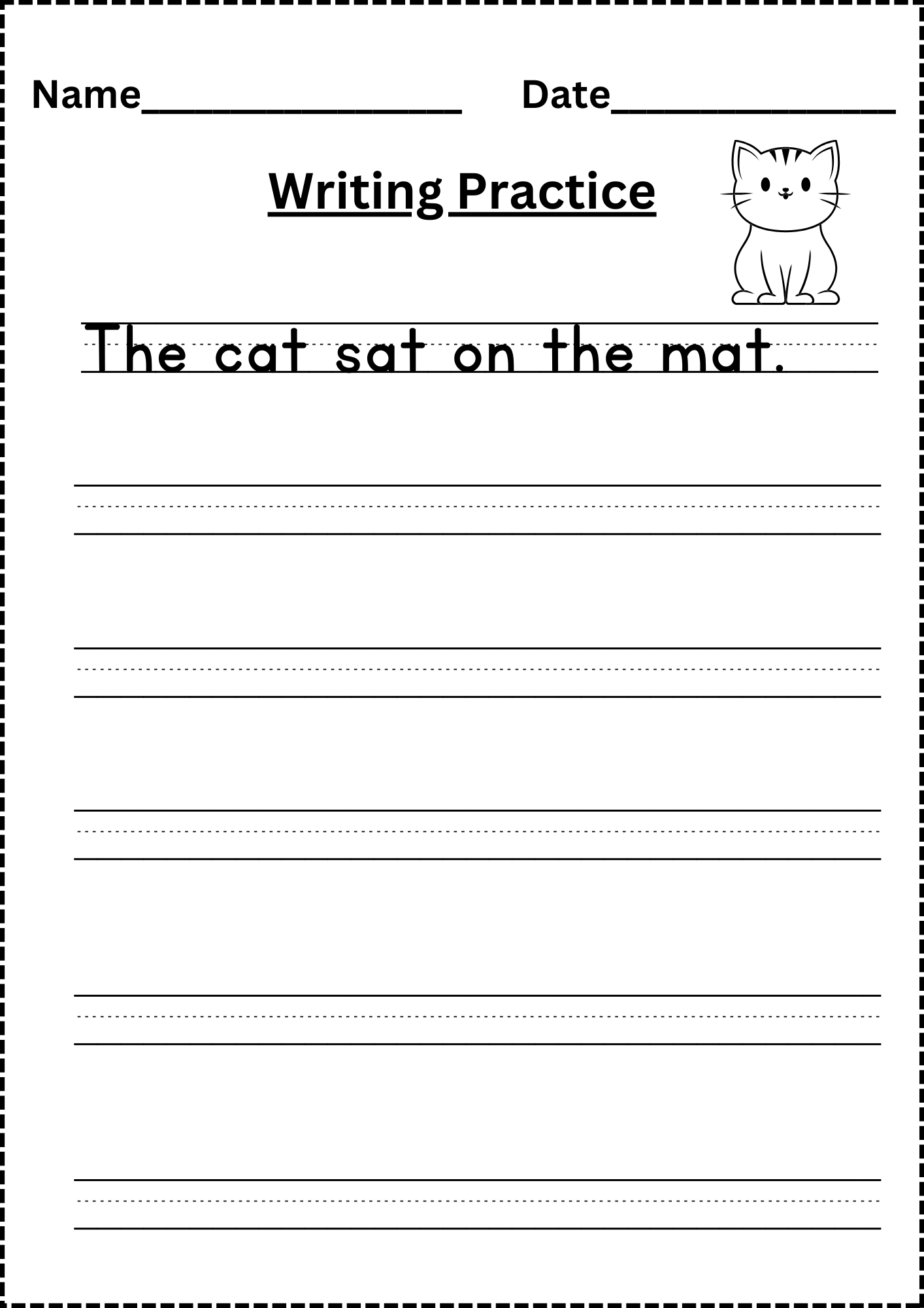 handwriting worksheets free for kindergarten