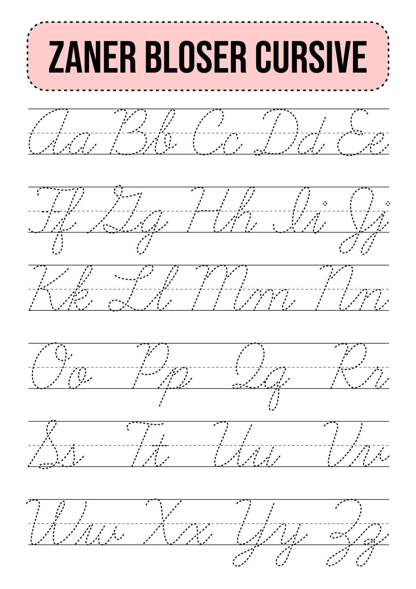 Zaner Bloser Handwriting Chart 10 Free PDF Printables Printablee